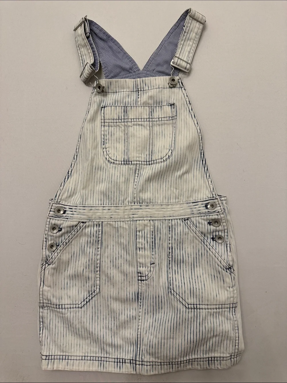 Vineyard Vines Girls Striped Denim Overall Jumper Dress Size 10
